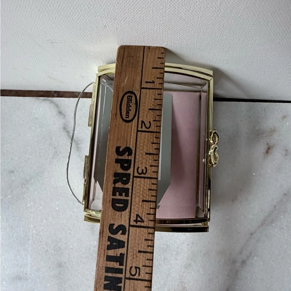 Gold trim and Glass Jewelry Box vintage style pink cushion